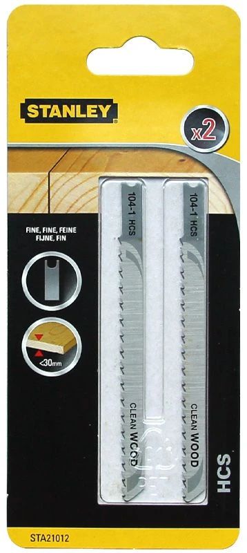 STANLEY STA21012 Набор из 2-ух полотен для лобзика. Посадка U-образная. Тип HCS. Чистый / быстрый ре