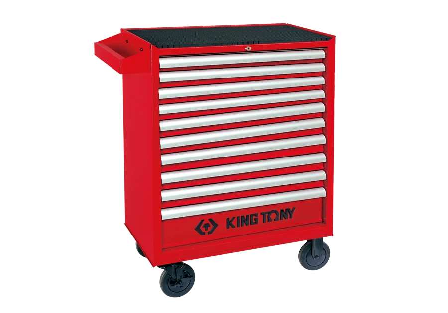 KING TONY Тумба на колесах, 10 ящиков, с замком красная | 87437-10B
