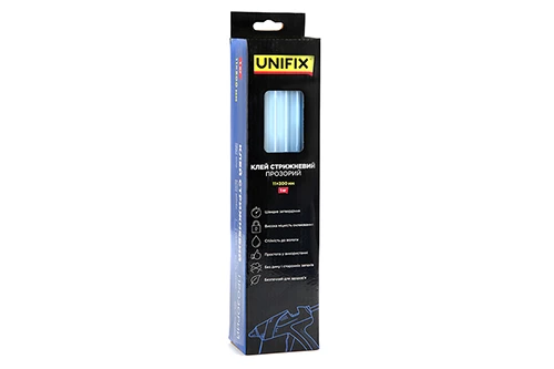 Клей стержневой прозрачный 11.0х300мм 1кг (34 шт) (коробок) UNIFIX