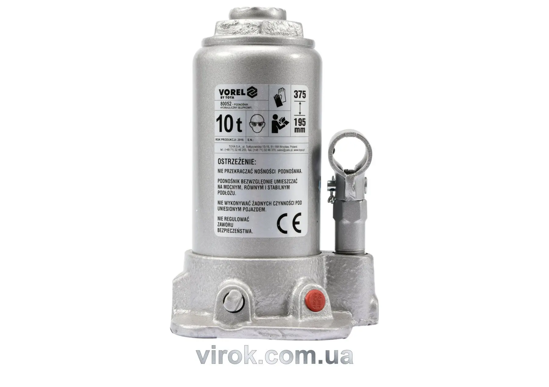 Домкрат гідравлічний cтовбцевий VOREL; F= 10 т, роб. висота- 195- 375 мм [4]
