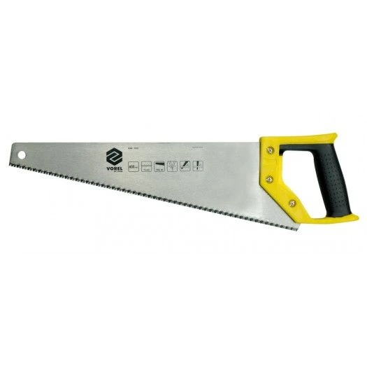 VOREL Ножівка по дереву : L= 400 мм, W= 1 мм, Пластмасова ручка,Твердість 48 HRC, 7 зуб/1"  | 28380