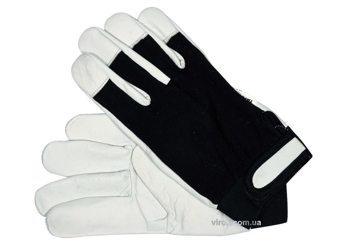 YATO Рукавиці робочі біло-чорні YATO : бавовна + шкіра, розмір 10  | YT-74640