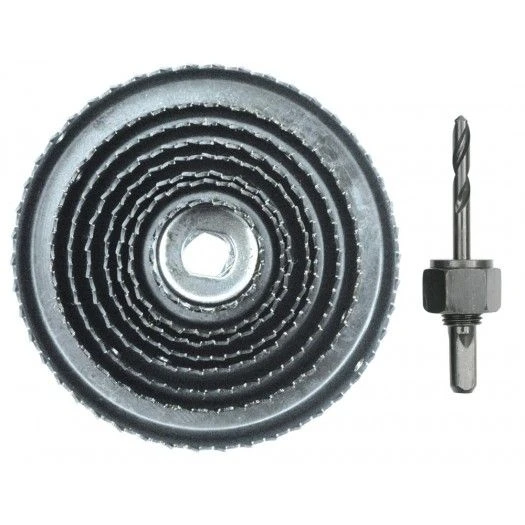 VOREL Пили кільцеві по дереву + свердло Ø=38-127 мм, h=21 мм. направл. Ø-6 мм, кпл. 9 шт.  | 22572