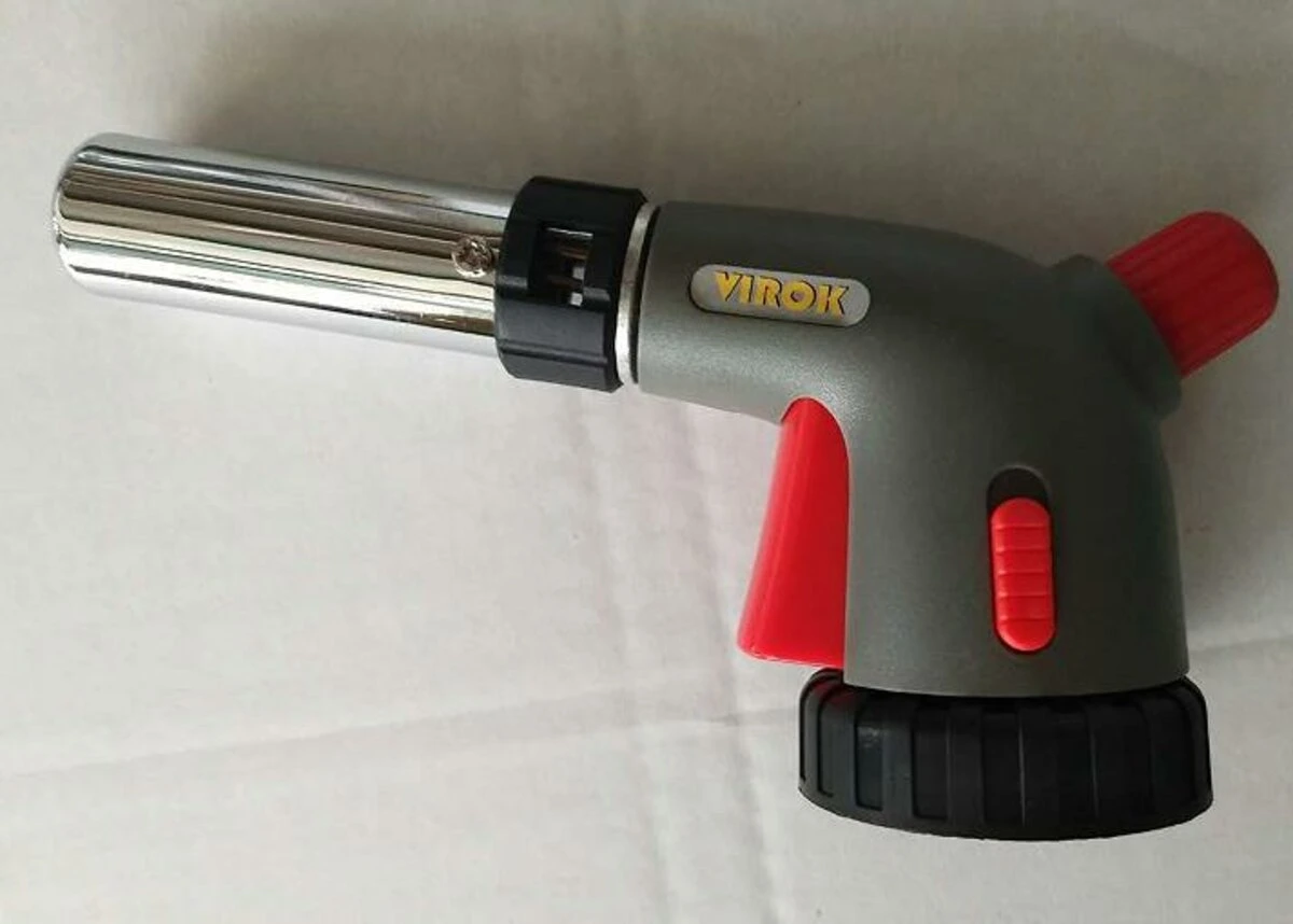 VIROK Пальник газовий з різьбовим (7/16) з'єднанням, Piezo + 360*, ceramic, блок. кнопка | 44V186