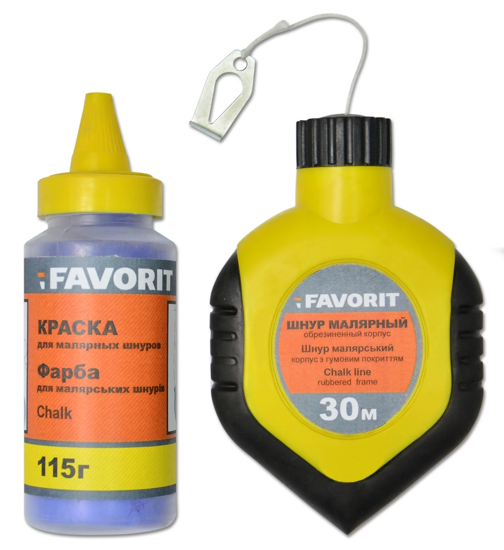 04-334 Шнур малярський 30 м, гумований корпус + фарба 115 г | Favorit