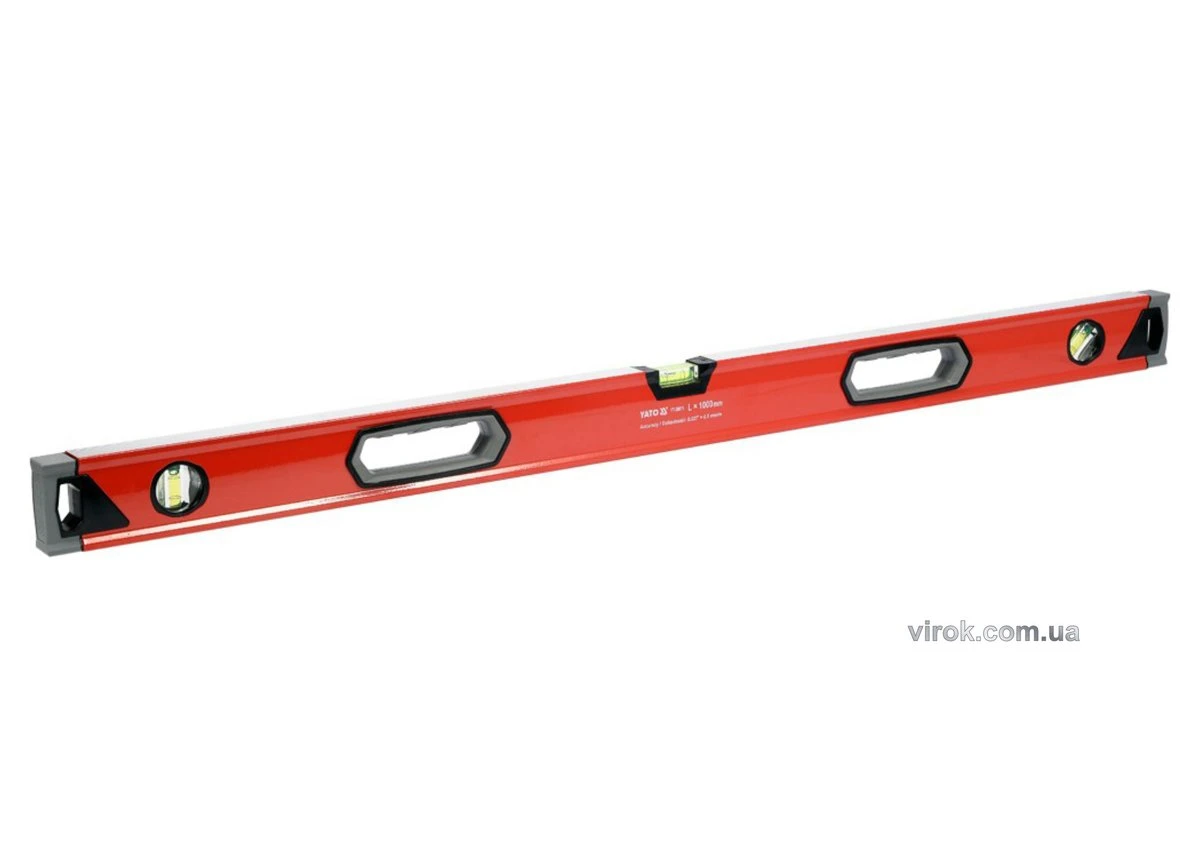 YATO Рівень алюмінієвий YATO : L= 100 см. 3 капсули, 2 ручки  | YT-30073