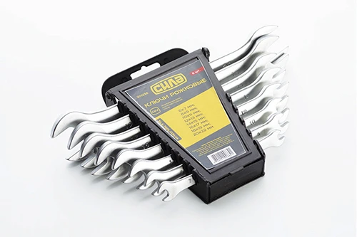 Набор ключей рожковых CrV 6x7, 8x9, 10x11, 12x13, 14x15, 16x17, 18х19, 20х22мм (8шт) СИЛА