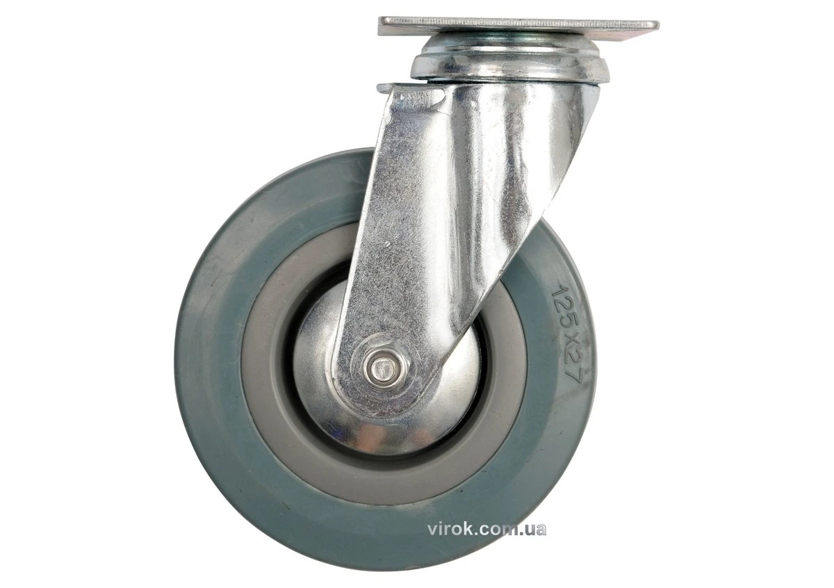 VOREL Колесо до візка Ø=100мм, b=26 мм ; сіра гума, з обертовою опорою; h=134мм, навантаж.-45кг  | 8