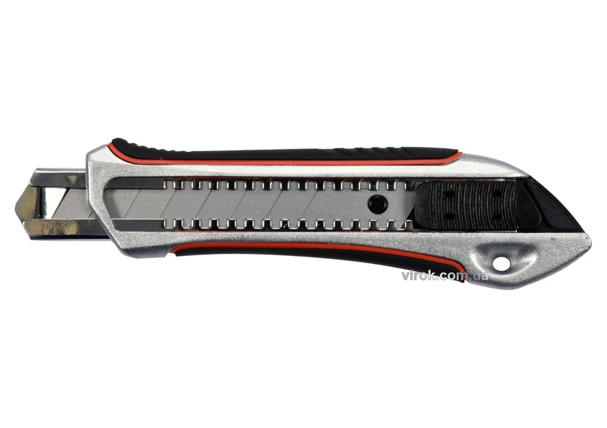 YATO Ніж YATO з висувним лезом з відломними сегментами: M=18мм, SK5, Zn/TPR/ABS, фіксатор, F 20N  | 