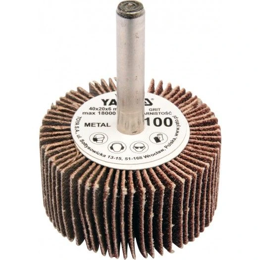 YATO Круг пелюстковий шліфувальний YATO : подовжений Ø= 40 мм К100, шпиндель Ø= 6 мм, H= 20 мм  | YT