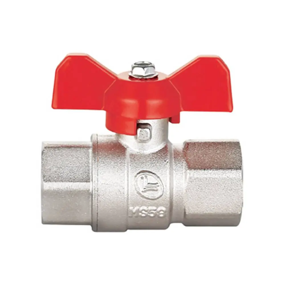 Кран латунний шаровий 1 різьба В/В, ручка метелик Double-lin | 78-057