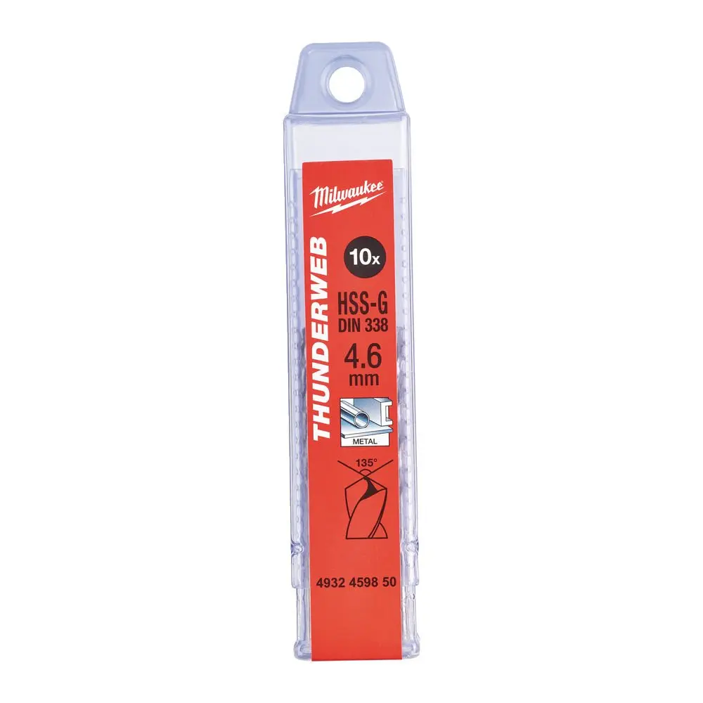 MILWAUKEE Свердло по металу THUNDERWEB HSS-GDIN338, Ø4,6х80мм, (10шт) | 4932459850