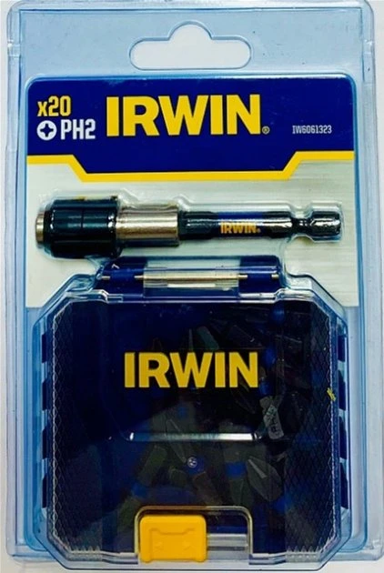 IRWIN Бита IMPACT PRO 1/4"/25мм PH2 20шт + держатель, | IW6061323