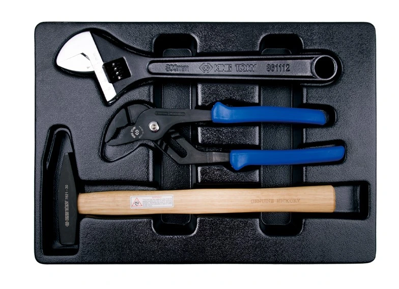 KING TONY Набор инструмента комбинированный (трубн. захват,разводн. ключ,молоток) | 9-90103PP