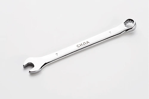 Ключ рожково-накидной полированный CrV 7мм СИЛА