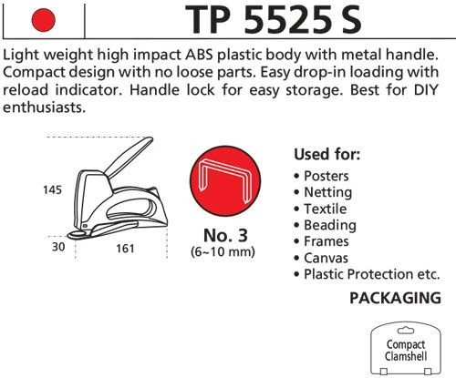 Степлер Miles TP-5525S/C, скоби No 3 (6-10 мм); аналог скоби: Rapid 53 (6—10 мм)
