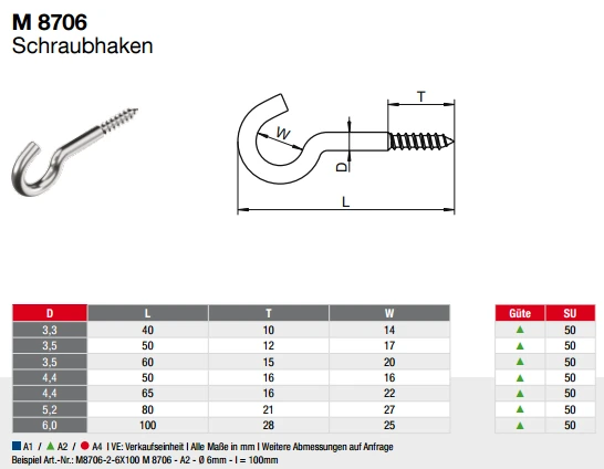 Шуруп крюк нержавеющий Шуруп крюк нержавеющий
