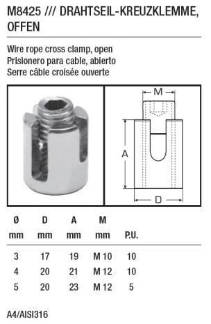 Wire Rope Cross Clamp, Open Wire Rope Cross Clamp, Open