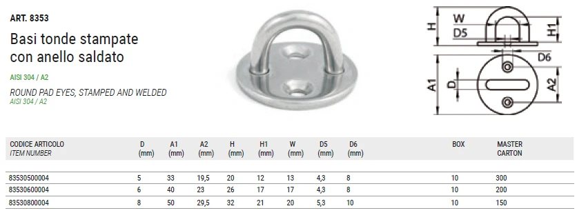 Нержавеющий обушок на круглой пластине