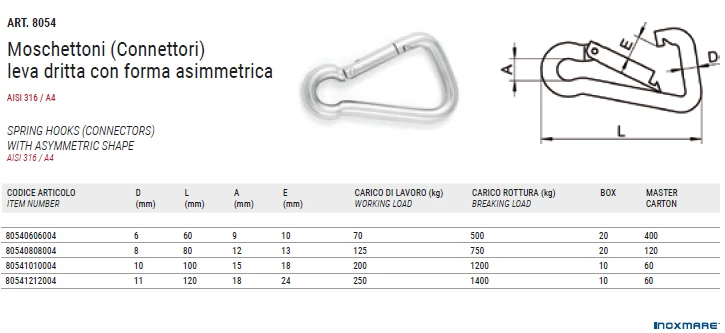 SPRING HOOKS (CONNECTORS) WITH ASYMMETRIC SHAP SPRING HOOKS (CONNECTORS) WITH ASYMMETRIC SHAP