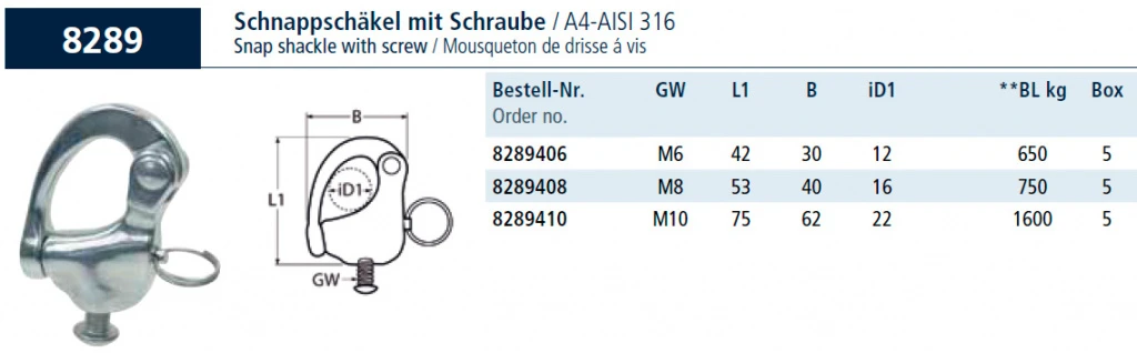 8289 КАРАБИН ОТЦЕПНОЙ С ВИНТОМ
