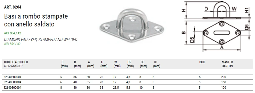 Нержавеющий обушок на ромбовидной основе