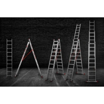 Драбина алюмінієва 3-х секційна Квітка PRO (3х10 сходинок) (110-9310)