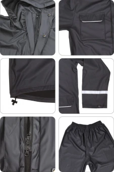 YATO Костюм з капюшоном водонепроникний YATO,розм.M,100%поліестр покритий PU,3 кишені,з вент.отворам