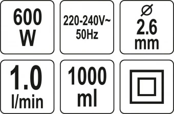YATO Пульверизатор мережевий YATO : 600 Вт, продуктивність- 1 л/хв, бачок- 1 л, сопло Ø= 2.6 мм  | Y