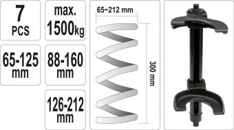 YATO Знімач амортизаційних пружин YATO до l=300 мм McPherson; заг. l=400 мм, макс. зусилля-1500 кг  