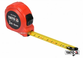 YATO Рулетка YATO : L=3мx16 мм, з сталевою стрічкою, нейлоновим покриттям, подвійним блокуванням  | 