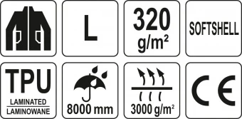 YATO Куртка робоча SOFTSHELL YATO розмір L, чорно-сіра, 3 кишені, 96% поліестер і 4% спандекс  | YT-