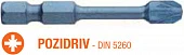 USH Насадка викруткова ударна Blue Shock Pozidriv PZ3 x 50 мм Torsion подовжена, Уп. 5 шт. | UUSE006