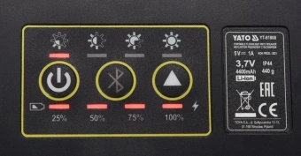 YATO Світильник переносний, світлодіод YATO 3,7 В Li-Ion акумул 2000Лм з 2 динаміками по 15Вт, заряд
