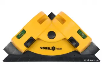 VOREL Рівень кутовий 90° з 2-ма лазерними лініями до 10 м для укладання плитки, 190х 135 мм  | 16030