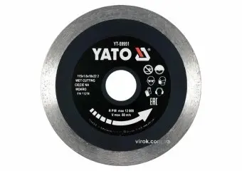 YATO Диск відрізний алмазний по гресу, склу, кераміці YATO Ø=115х1.6х10х22.2 мм,в мокрому режимі  | 