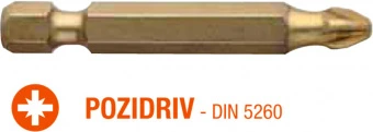 USH Насадка викруткова ISOTIN Pozidriv PZ3 x 50 мм. Torsion. титанова, подовжена. Уп. 10 шт. | UUSG0