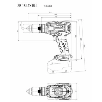 Акумуляторний ударний дриль-шуруповерт Metabo SB 18 LTX BL I (18 В, без АКБ, 130 Н*м) (602360840)