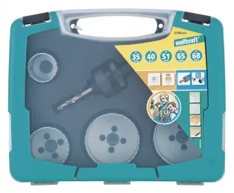 Wolfcraft набор кольцевых пил "электричество" Ø 40, 54, 65, 68, 74, 86 // 5423000