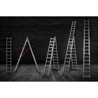 Драбина алюмінієва 3-х секційна Квітка PRO (3х11 сходинок) (110-9311)