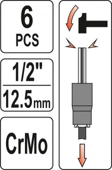 YATO Набір свердл по дереву YATO: Ø=16-25 мм, L=165мм, з 4 пругами, HEX-1/4" +подовжувач +ключ, 7 шт