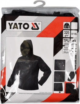 YATO Куртка робоча SOFTSHELL з прикріп капюшоном YATO розм XXL, чорна, 3 кишені, 96% поліест і 4% сп