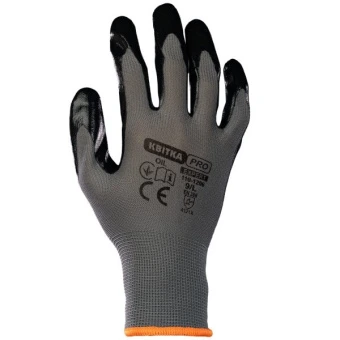 Рукавиці з нітриловим покриттям КВІТКА PRO (12 пар, L) (110-1206-9)