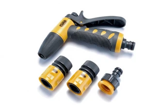 Набор: пистолет-распылитель, коннекторы для шланга 1/2: 1/2 аквастоп, 1/2, адаптер 1/2+3/4 СИЛА