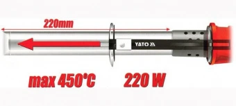 YATO Термоніж до пінопласту ел-мережевий YATO. P=220Вт, з регулятором температури 70-450°С, l=220 мм
