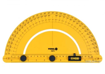 VOREL Транспортир з шкалою 0-180º і рухомим рівнем l=250 мм, з блокувальними гвинтами  | 18473