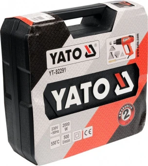 YATO Фен технічний мережевий YATO : P= 2000 Вт, 2 t°.реж: 350°/550°C, потік 500 л/хв+ 6 аксесуари  |
