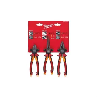 MILWAUKEE Набір VDE інструмента діелектричного(3шт),(пасатижі, бокорізи, догогубці) | 4932464575