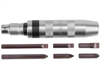 YATO Викрутка реверсивна ударна YATO : Цільнометалева, 6 насадок, квадрат1/2". Набір 7 од"  | YT-280