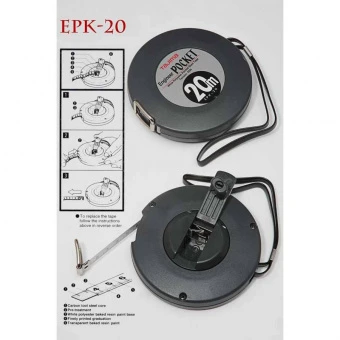 TAJIMA Рулетка инжинерная ENGINEER POCKET металлическая лента, пластиковый закрытый корпус, 20 м